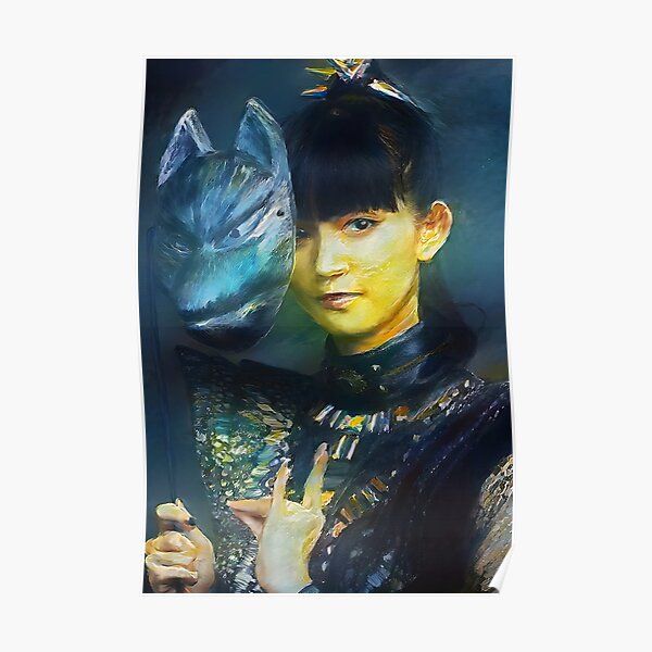 Su-Metal with a Fox God Mask Babymetal AI Painting Digital Fan Art Poster RB2709 product Offical babymetal Merch