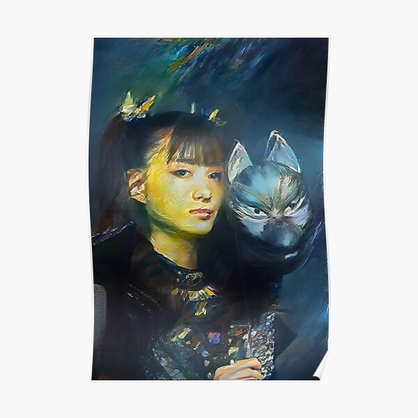 Moa-Metal with a Fox God Mask Babymetal AI Painting Digital Fan Art Poster RB2709 product Offical babymetal Merch
