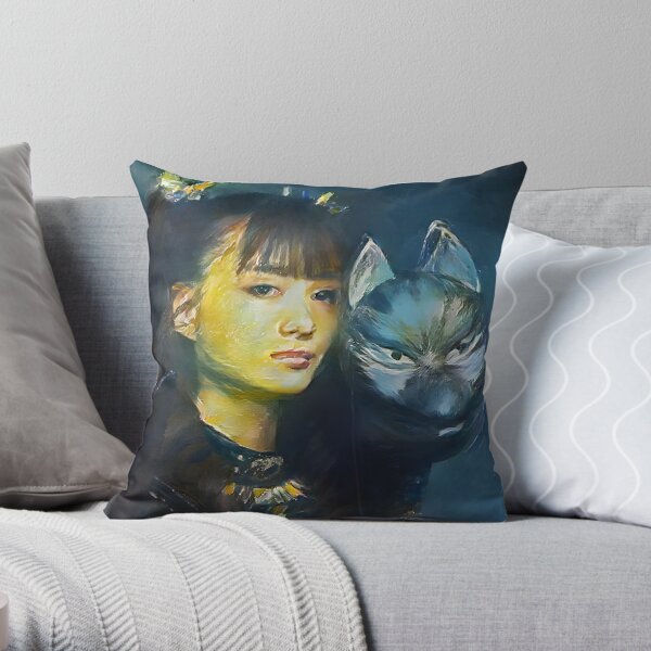 Moa-Metal with a Fox God Mask Babymetal AI Painting Digital Fan Art Throw Pillow RB2709 product Offical babymetal Merch